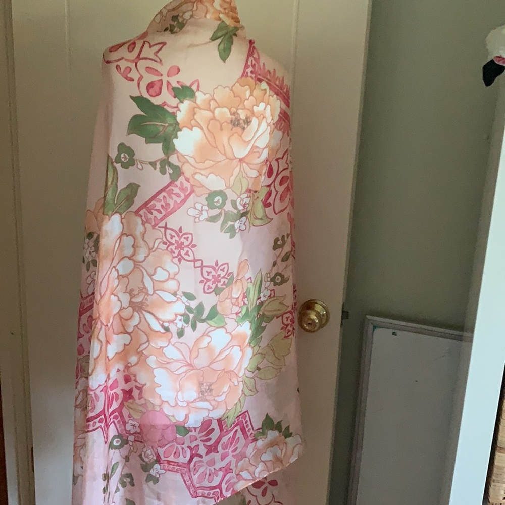 Nordstrom Floral Scarf in Pink and Green